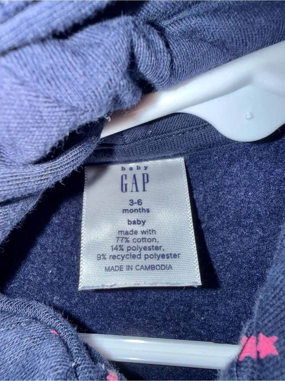 GAP Navy One-Piece Hoodie with Pink Star Accents